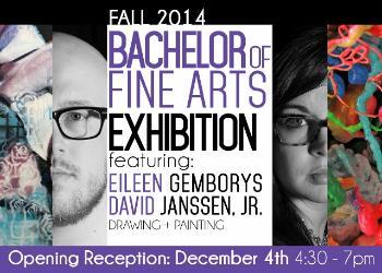 Bachelor of Fine Arts exhibition postcard - Eileen Gemborys & David Janssen, Jr.
